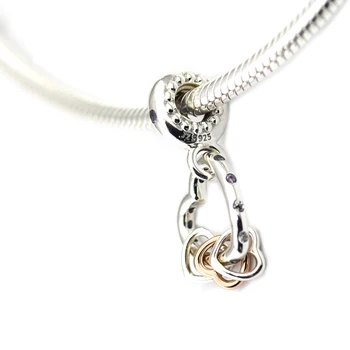 925 Sterling Sølv Hjerte Fremhæver Heart Charm Perle Passer til Pandora Armbånd, Halskæde Perler til smykkefremstilling perles hæld