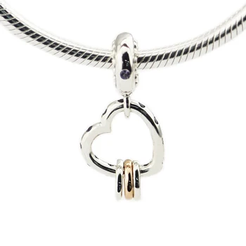 925 Sterling Sølv Hjerte Fremhæver Heart Charm Perle Passer til Pandora Armbånd, Halskæde Perler til smykkefremstilling perles hæld