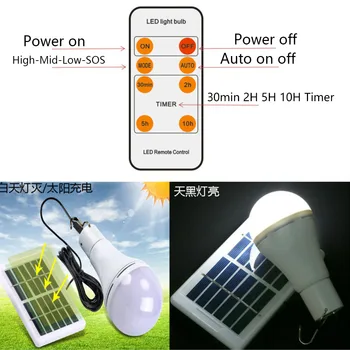 Auto On Off 12W LED Solar Panel Pære Fjernbetjening Camping Emergency Light USB-Genopladelige Telt Lanterne SOS Lommelygte