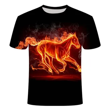 2020 hot salg mænd ' sommer-ny T-shirt med rund hals korte ærmer blå grøn rød lilla flamme 3D-print XL 110-6XL