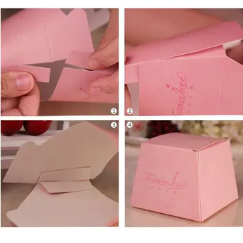 AVEBIEN 50stk Bryllup gaveæske Romantisk Elegant Indretning Rose Flower Party Sød Bryllup Favoriserer Papir Slik Kasser med Bånd