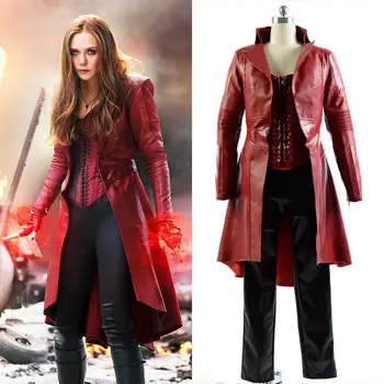 Kaptajn Cosplay Amerika Scarlet Witch Kostume Wanda Outfit, Komplet Sæt, Kvinder, Piger Superhelt Ensartet Kulør
