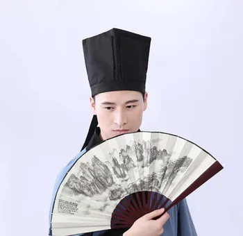 Mænd Hanfu Hat traditionel Kinesisk Gammel lærd Black Hat Vintage Hovedbeklædning Fittings Konfucianske Håndklæde Cosplay Hat Til Mænd Sort
