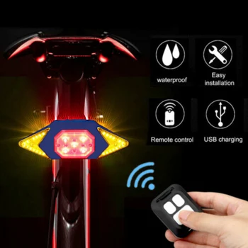 Smart bike Cykel Baglygte Fjernbetjening Bageste Lys MTB Cykling USB-Genopladelige Dreje Signal advarselslampen