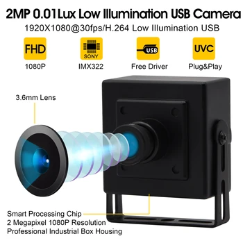 2MP FUll HD 1080P Sony IMX322 Lave Lys OTG UVC-H264/MJPEG 30fps Mini-Usb-Webcam-Kamera Med Android Audio MIKROFON til PC-bærbar computer