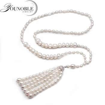 720mm Ægte Ferskvands lang perlekæde kvinder,trendy hvid naturlige perle halskæde i fødselsdagsgave