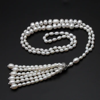 720mm Ægte Ferskvands lang perlekæde kvinder,trendy hvid naturlige perle halskæde i fødselsdagsgave