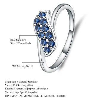 PERLE ' S BALLET på en Naturlig Blå Safir Ædelsten Ringe 925 Sterling Sølv, med Smukke Løfte Ringe til Kvinder Fine Smykker