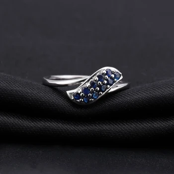 PERLE ' S BALLET på en Naturlig Blå Safir Ædelsten Ringe 925 Sterling Sølv, med Smukke Løfte Ringe til Kvinder Fine Smykker