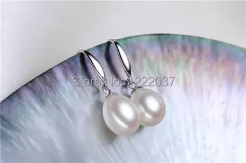 Dejlige et par naturlige AAA+ 8-10 mm hvid perle med 925s øreringe smykker