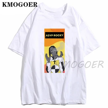 Nye Ankomst Asap Rocky Mænd T-Shirt Musik Hip Hop Herre Street Wear Rap Bomuld T-Shirt Plus Size Cool Gave Personlighed T-Shirt