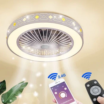 220V LED fjernbetjening loft ventilator lys mobiltelefon app lampe moderne enkel usynlige fans hjem dekoration belysning