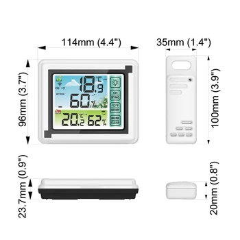 Trådløs vejrstation Indendørs / Udendørs Termometer Temperatur Luftfugtighed Overvåge N58C