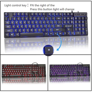 Olskrd russisk/engelsk 3 Farve Baggrundsbelysning Gaming Tastatur Sunrose Teclado Gamer Flydende LED-Baggrundsbelyst USB-Lignende Mekanisk Føler