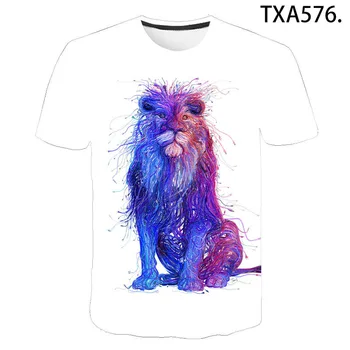 2020 Nye Sommer Lion Korte Ærmer Fashion T-shirt Dreng Pige Kids 3D Printet Streetwear Mænd, Kvinder, Børn, Cool Toppe Tee