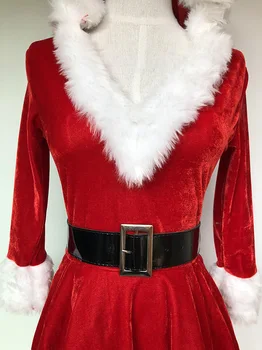 Jul Kostume Santa Kostume half Sleeve Blød Varm Hætte Fancy Plisseret Kjole M,L,XL