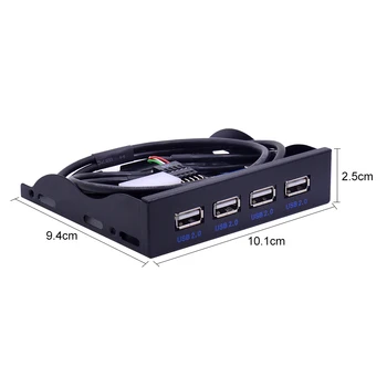 CHIPAL 4-Port-USB-2.0 Front Panel Hub Adapter USB2.0 PC Udvidelse Beslag med 10Pin Kabel Til Skrivebordet, 3.5