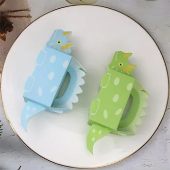 Tegnefilm Dinosaur Candy Box Papir Triceratops Favoriserer Kasser for Kids Fødselsdag Part Dekorationer Drenge Baby Brusebad Gave Pose