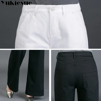 2018 Nye Kvindelige Elegante Bred Ben Flare Jeans til kvinder af Høj Talje Kvinders Jeans store Størrelser Lige kvinders Jeans sort hvid