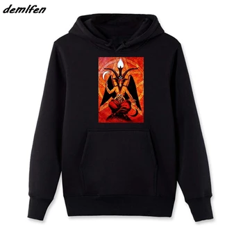 Baphomet Satan Pentagram Djævelen Print Hoodie Mænd Fleece Hoody Cool Sweatshirt Jakke Frakke Harajuku Streetwear