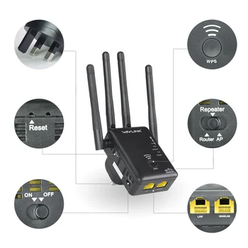 Wavlink AC1200 WIFI Repeater/Router/adgangspunkt til Trådløst Wi-Fi Range Extender wifi signal forstærker med Eksterne Antenner Hot