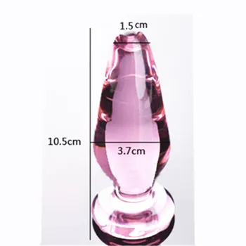 10.5*3,7 CM Super Stor Størrelse Pink Glas Anal Plug Glat Kegle Krystal Glas Stor Butt Plug, Mænd & Kvinder, sexlegetøj H8-3-7