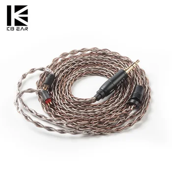 KBEAR rim 8 core UPOCC enkelt krystal kobber+ sølvpapir kabel snoede kabel 2pin/MMCX/QDC/TFZ med 2.5/3.5/4.4 materia KS2