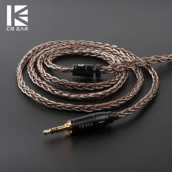 KBEAR rim 8 core UPOCC enkelt krystal kobber+ sølvpapir kabel snoede kabel 2pin/MMCX/QDC/TFZ med 2.5/3.5/4.4 materia KS2