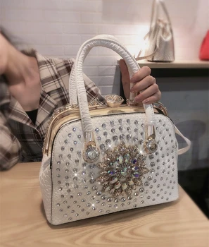 Damer, luksus læder håndtaske berømte designer damer skuldertaske 2019 nye pige clutch taske diamant crossbody taske, sæk vigtigste femme