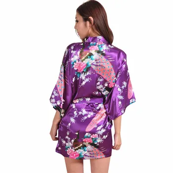 Drak Grøn Kvindelige Trykt Blomstret Kimono Kjole Kjole Kinesisk Stil Rayon Robe Natkjole Blomst S M L XL XXL XXXL 20160409