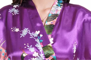 Drak Grøn Kvindelige Trykt Blomstret Kimono Kjole Kjole Kinesisk Stil Rayon Robe Natkjole Blomst S M L XL XXL XXXL 20160409