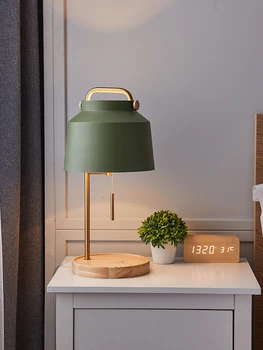 Nordic USB-Trådløs Opladning, Bruser Tabel sengelampe Lys Luksus Dekoration Moderne og Kreative Guld, Træ, Stue, Soveværelse Deco -