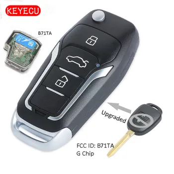 Keyecu Opgraderet Vend Fjernbetjeningen Knap 2 Fob 433MHz + G Chip for Toyota Yaris 2012-FCC: B71TA