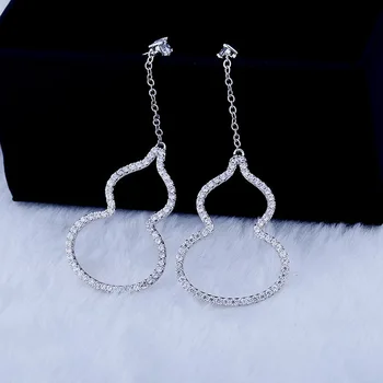 SALG 925 sølv Europa Fjer Krystal fra Swarovskis nye mode kreative cz Kvinde græskar kvast Øreringe micro hot smykker