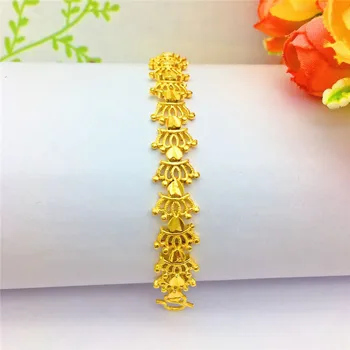 Mode 14K Guld Armbånd til Kvinder, Bryllup, Engagement Smykker 10mm Udvide Crown Armbånd Ikke Falmer, Gul Guld Kæde Armbånd