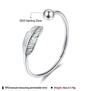 LEKANI Kvinder Ringe Ægte 925 Sterling Sølv, med Søde piger Fjer Justerbar Ring Elegant Tæve Bryllup Engagement Smykker Bedste