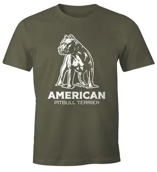 Herren T-Shirt mit Amerikansk Pitbull Terrier Motiv Hunderasse Moonworks Cool Casual stolthed t-shirt mænd Unisex Fashion tshirt gratis