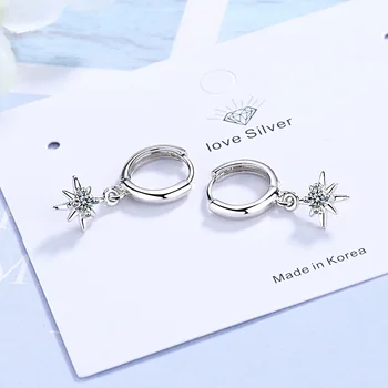 Lille Trendy Sølv plating Zirkonia Star Drop Øreringe Mode koreanske Hoop Øreringe Til Kvinder Jul Smykker