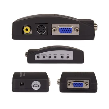 Komposit, S-Video, RCA AV-I til VGA Out Video Converter Adapter Høj Opløsning Konvertering Kabel