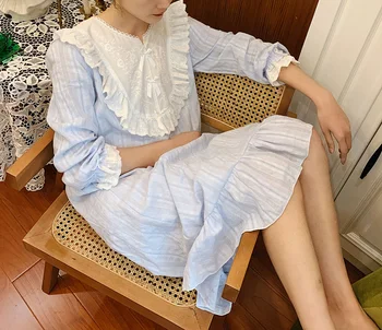 UNIKIWI Kvinder Lolita Kjole Prinsesse Sleepshirts Vintage Blonder Broderet Blomst Nightgowns.Victoriansk Nightdress Lounge Nattøj