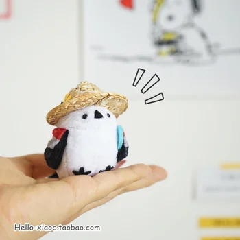 Japansk Kawaii Tøjdyr Positiv Energi Pingvin Vedhæng Bløde Dukke Strå Hat Penguin Toy Dolls