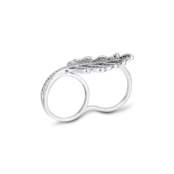 CKK Ring Oak Leaf Dobbelt Ringe til Kvinder, Mænd Anillos Mujer sterling sølv Bague plata 925 Para Smykker Bryllup Engagement