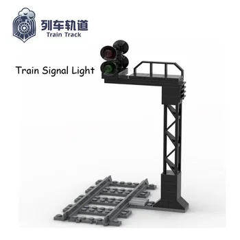 By Train Signal Lys, der Krydser Sporet Jernbane Model Figur Blokke Konstruktion DIY byggesten Legetøj Til Børn Julegave