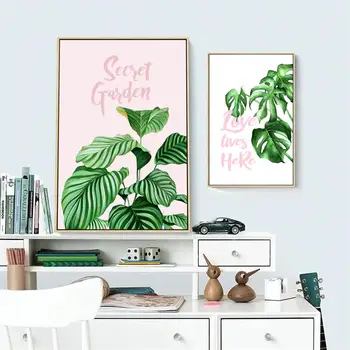 Moderne Grønne Tropiske Plante Citater Engelsk Lærred Maleri Plakat Og Print Hjem Kunst Billedet Væggen Stue, Soveværelse Dekoration