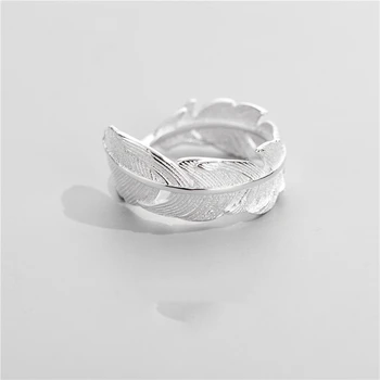 SODROV S925 Sterling Sølv Skov Søde Dejlige Fjer Ring Tail Ring Justerbar Åbning 925 Sølv Smykker Ringe Til Kvinder