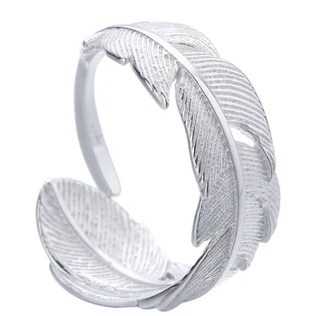 SODROV S925 Sterling Sølv Skov Søde Dejlige Fjer Ring Tail Ring Justerbar Åbning 925 Sølv Smykker Ringe Til Kvinder