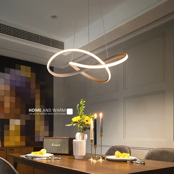 Post Moderne Uregelmæssige LED Lysekrone Let Aluminium Akryl Loftet Hængende Lampe Spisestue Vedhæng Restaurant Suspension Lys