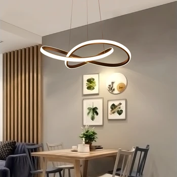Post Moderne Uregelmæssige LED Lysekrone Let Aluminium Akryl Loftet Hængende Lampe Spisestue Vedhæng Restaurant Suspension Lys