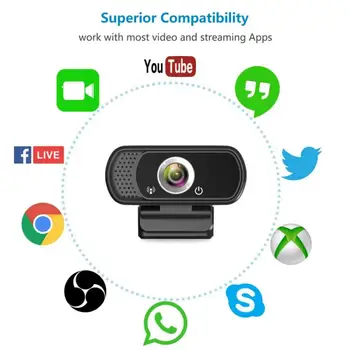 USB-Webcam 1080P Fuld HD-Computer, Kameraer, Web-Kameraer Med Mikrofon Til PC Laptop, Desktop Video Optagelse Web-Kameraer
