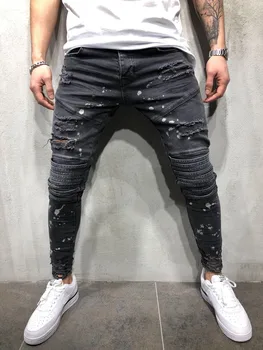 2019 mænds hul mode-jeans slim Hip-hop mænd jeans